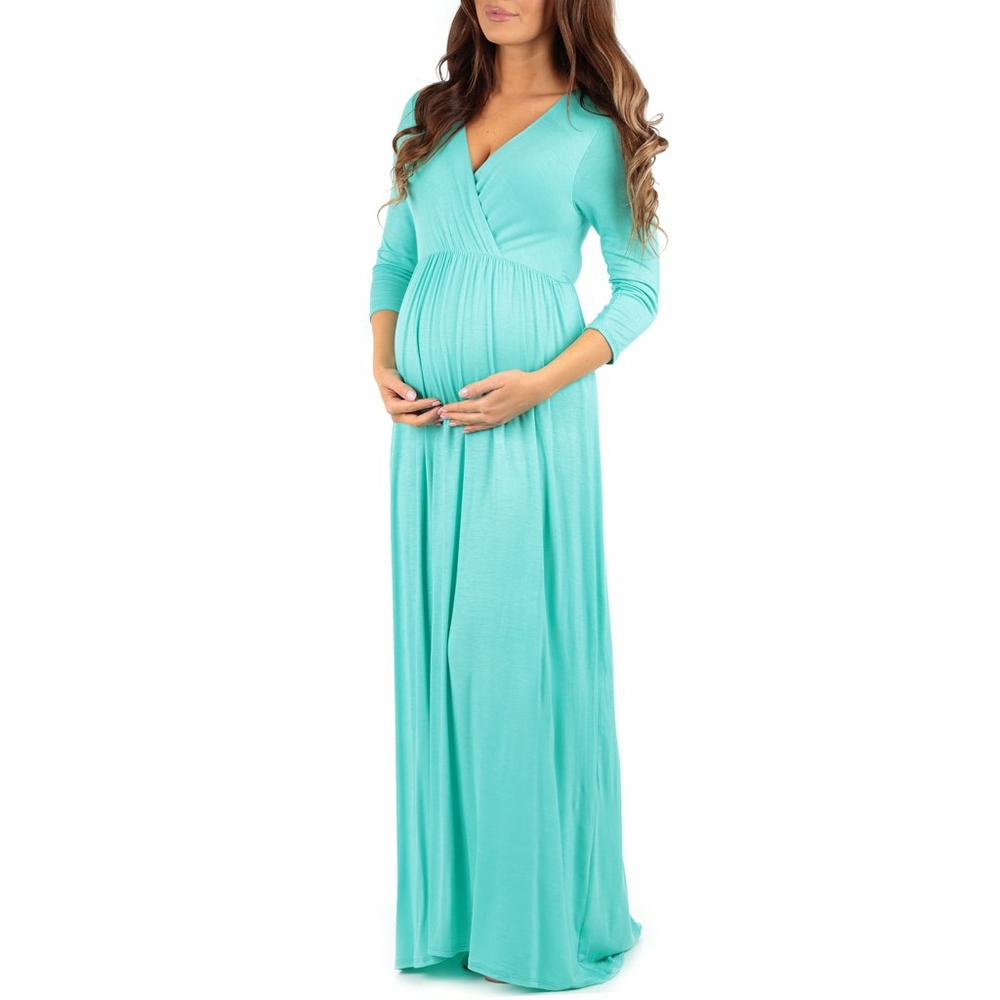 Mother Bee Maternity Wrap Ruched Dress - Picture 2 of 6
